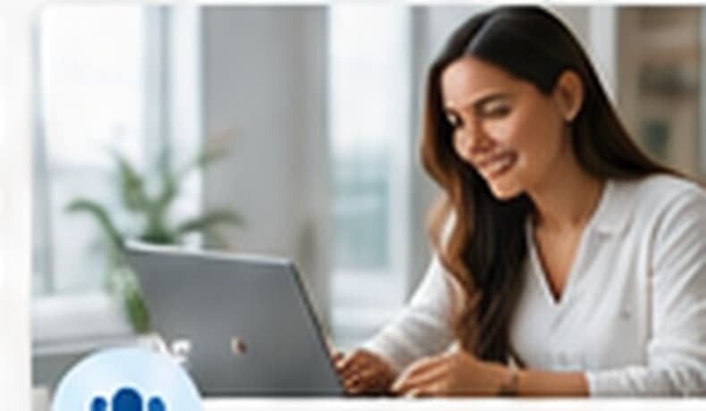 Mujer usando su computador portátil